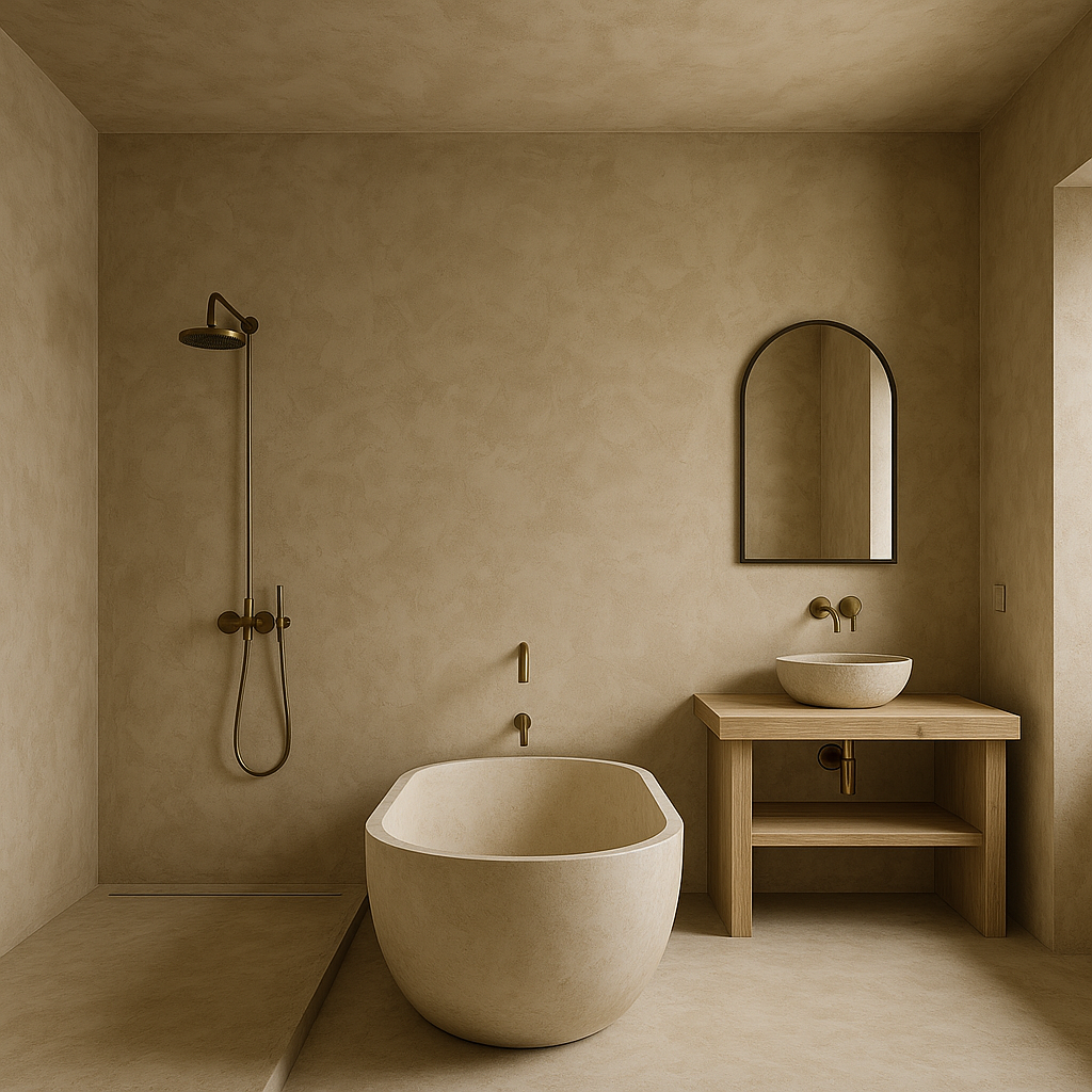 Enduit à la chaux dans la salle de bain